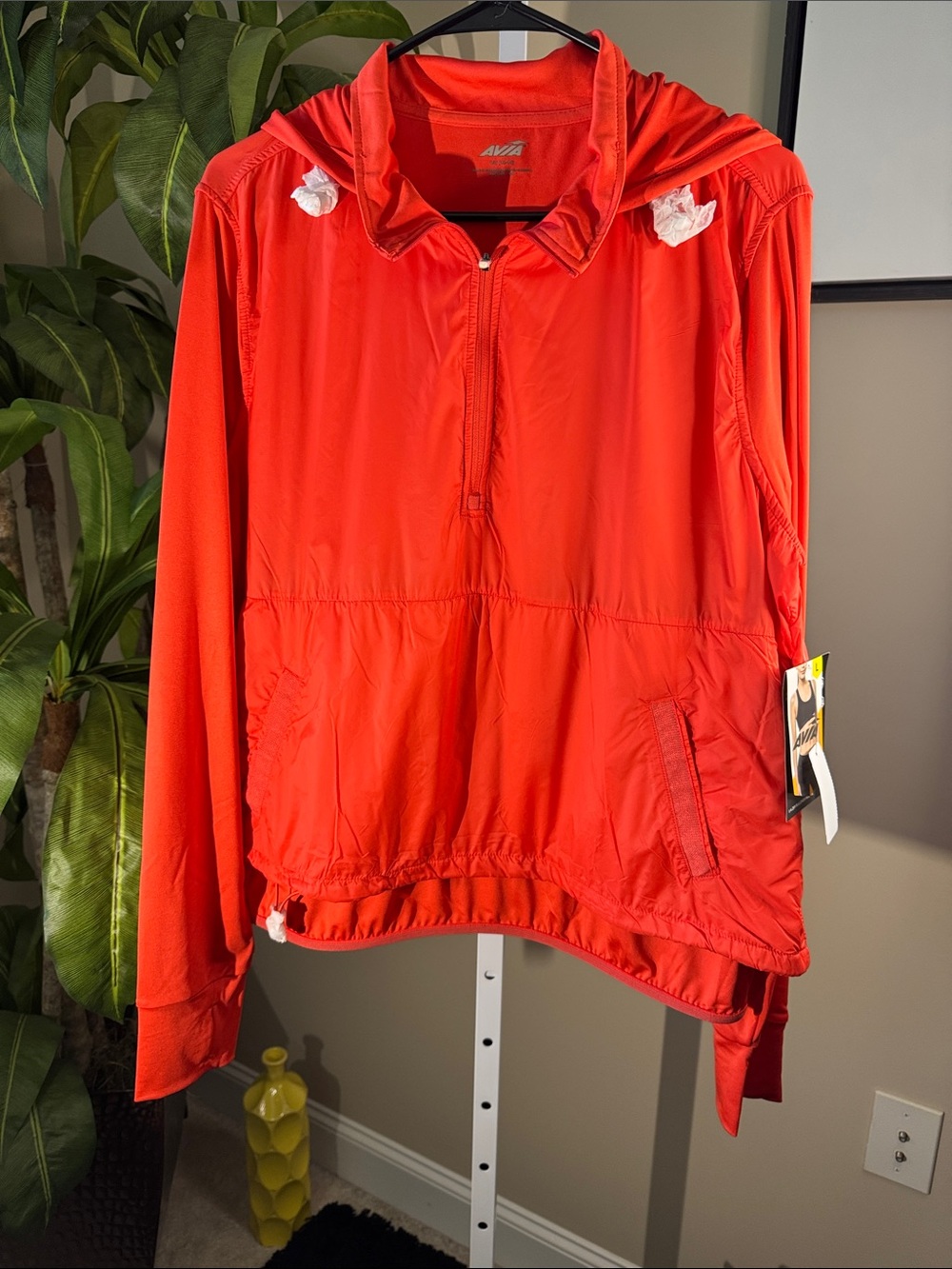 Women’s Red Lightweight Zip-up Pullover Hooded Jacket, size L Avia New W/T